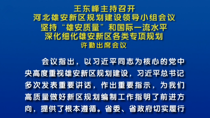 王东峰：深化细化新金宝官方网站入口新区各类专项规划